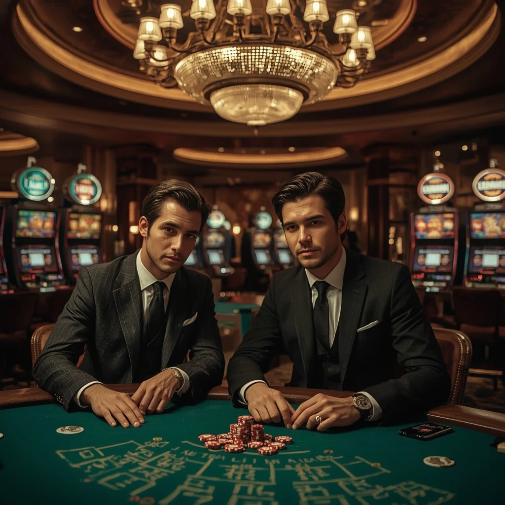 Two poker players at a DAFABET CASINO in India
